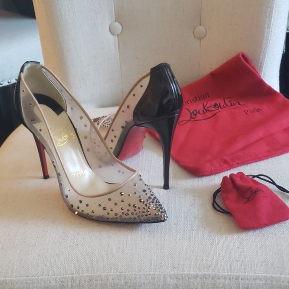 Christian Louboutin Shoes - Christian Louboutins Follies Strass Silk Mesh 36